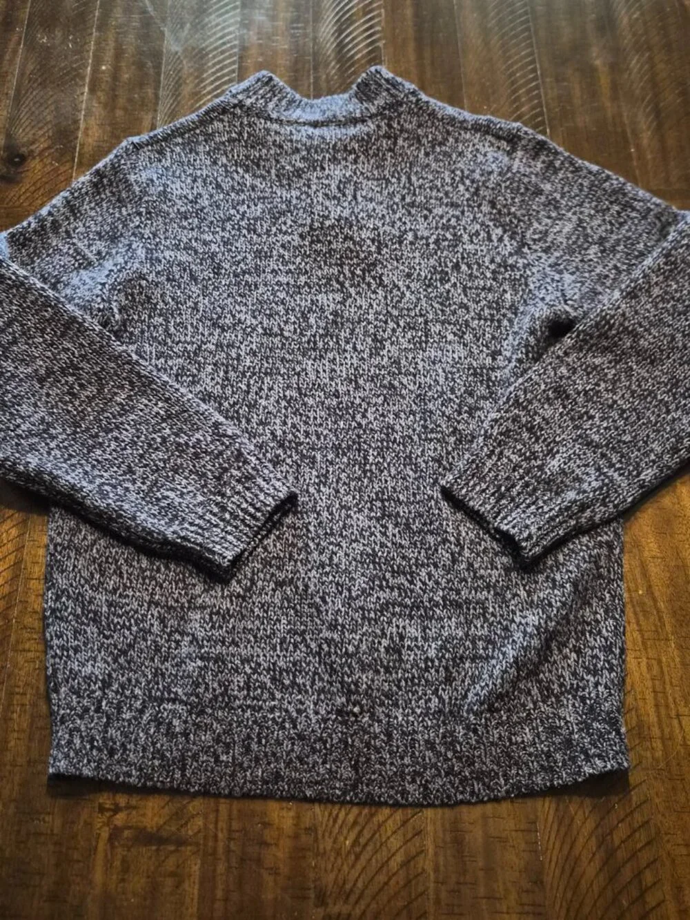 LL Bean Sweater Men's L Tall Marled 100% Lamb's Wool Henley Pullover Blue G799